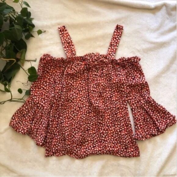 J. Crew Heart Print Off-the-Shoulder Silk Blouse - Picture 3 of 9